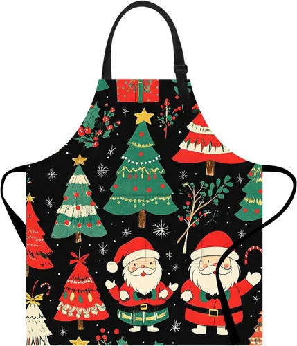 Vista 26 de Delantal de cocina para el hogar, cocina, horneado, jardinería, para mujeres y hombres, con bolsillos, delantal impermeable, 32 x 28 pulgadas