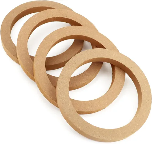 Vista 5 de QWORK Anillos espaciadores de altavoz de madera, 4 anillos de altavoz de MDF de 6.5 pulgadas para automóvil, anillos de madera de tweeter de MDF