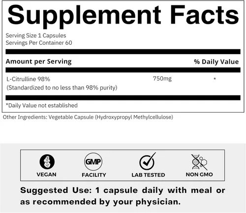 Vista 2 de FOLIUS LABS Clean Label L Citrulina Suplemento – Apoya la salud muscular, aumenta el óxido nítrico, suplementos de aminoácidos pre-entrenamiento