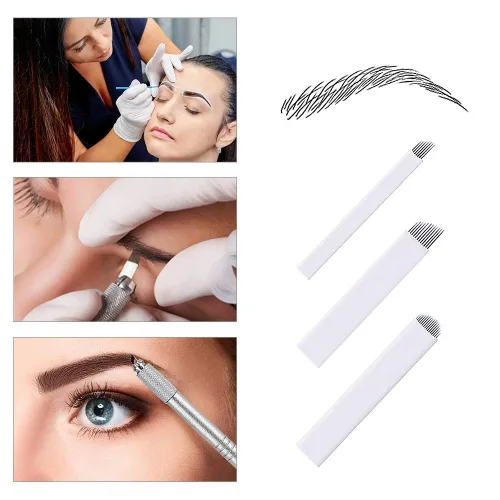 Vista 3 de Microblading Needles 60pcs S7, S12, U18 Surtido Maquillaje Permanente Manual Ceja Tatuaje Aguja Microblading Cuchillas Microblading Kits