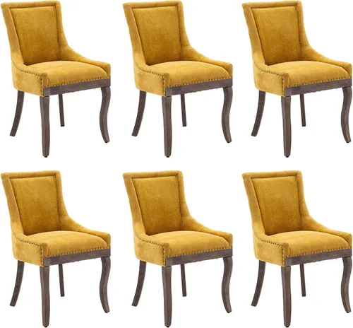 Vista 35 de Aoowow - Juego de 2 sillas laterales tapizadas vintage de tela, sillas de cocina y comedor de estilo campestre con patas de madera maciza y Tela