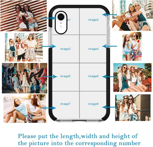 Vista 2 de Funda de teléfono personalizada para iPhone XR, diseño personalizado de fotos de collage de múltiples imágenes, resistente a los golpes, resistente