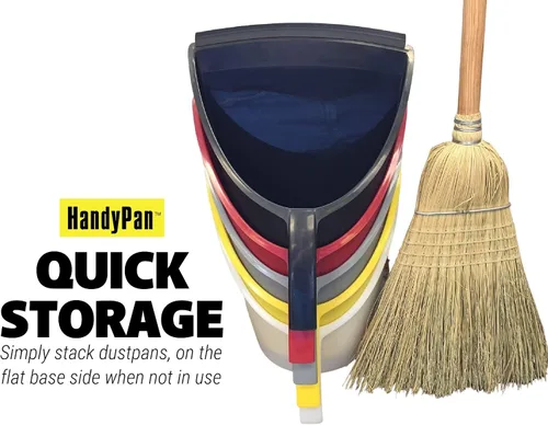 Vista 7 de HandyPan - Recogedor resistente, color negro, grande, fabricado en los Estados Unidos con borde de sellado apretado para mantener el polvo