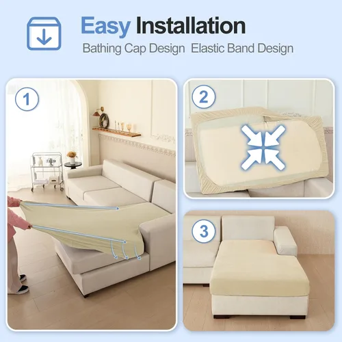 Vista 5 de WEYOND Funda de Cojín de Chaise para Sofá Seccional, Funda de Sofá de Chenilla Más Suave para Sofá en Forma de L (Orientación Izquierda o Derecha)