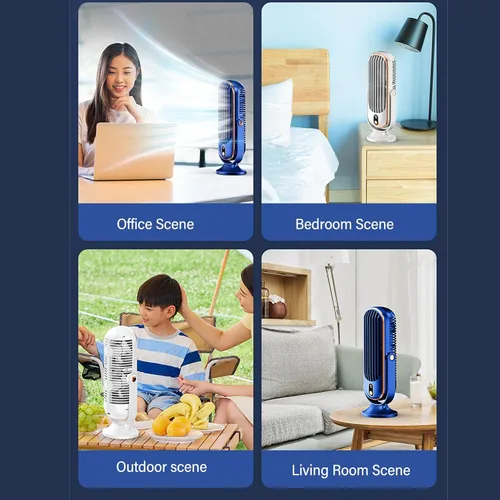 Vista 6 de Mini ventilador de torre de mesa, ventiladores de enchufe USB que soplan aire frío, refrigeración silenciosa del motor de 5 velocidades, ventilador