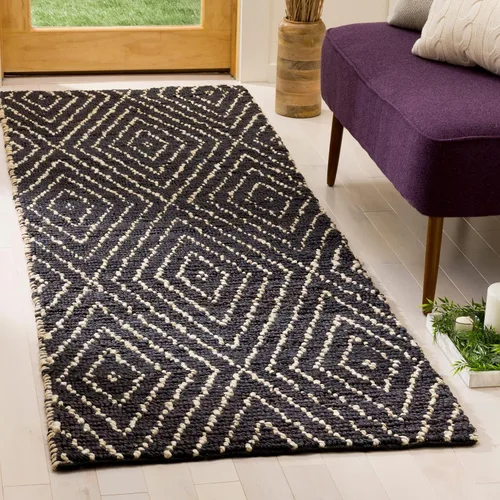 Vista 11 de SAFAVIEH Bohemian Collection BOH702A - Alfombra decorativa de yute tribal marroquí hecha a mano, 24 x 36 pulgadas, color negro/marfil