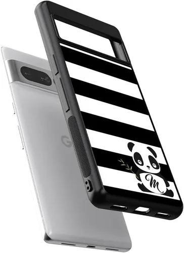 Vista 4 de Black White Panda - Funda de goma negra personalizada compatible con Google Pixel 10, 10 Pro, 10 Pro XL, 9a, 9 Pro, Pixel 9, Pixel 9 Pro XL, 8a, 8