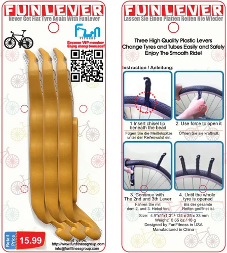Vista 7 de Palanca para neumático de bicicleta – Palanca premium de plástico endurecido para reparar llanta de bicicleta– debe tener kit de herramientas