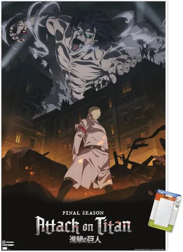 Vista 17 de Trends International Attack on Titan: Season 4 - Póster de pared Key Visual 1, 14.725 x 22.375 pulgadas, versión enmarcada de madera de granero
