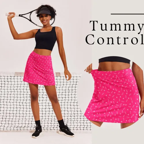 Vista 3 de Ekouaer - Falda pantalón deportiva con pantalón corto y bolsillo interior para mujer, faldas ligeras para golf, tenis, correr, entrenamiento