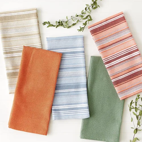 Vista 6 de DII Everyday Colección de toallas de cocina Urban Stripe, 20x30, verde alcachofa, 3 piezas