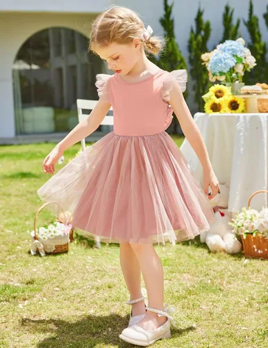 Vista 4 de Arshiner Vestido tutú de verano para niñas pequeñas, de tul sin espalda, para fiesta, cumpleaños, vestidos de algodón, 2-6 años