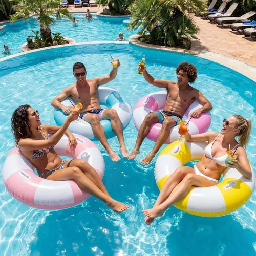 Vista 4 de Gemscream 2 flotadores grandes de piscina con asas, 47.24 pulgadas, tubos inflables de piscina tamaño adulto para tumbonas de verano, fiesta