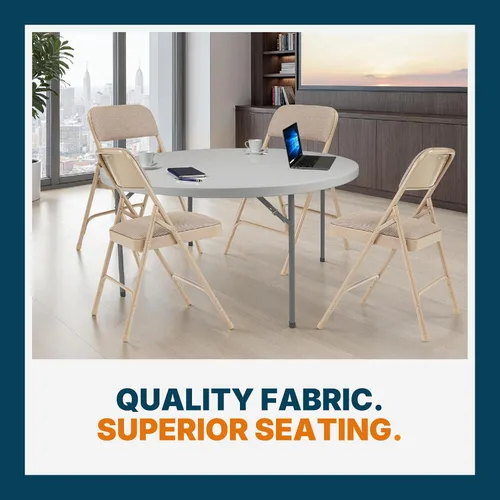 Vista 6 de OEF Furnishings Serie OEF2200 - Sillas plegables de doble bisagra acolchadas de tela de alta calidad para servicio pesado