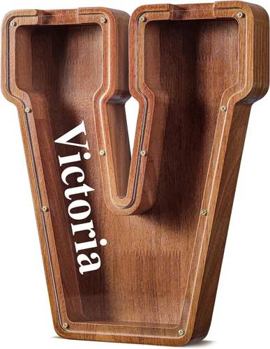 Vista 101 de SummiDate Alcancía de madera de letra para niños y niñas, Alfabeto, personalizada, regalo de cumpleaños y pascua para niños (A)
