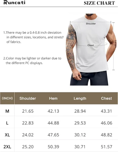 Vista 7 de Runcati Camiseta sin mangas de entrenamiento para hombre, de secado rápido, para gimnasio, culturismo, fitness, entrenamiento