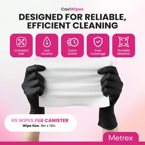 Vista 3 de Metrex CaviWipes1 Toallas desinfectantes de superficie XL – Toallitas desinfectantes no tejidas duraderas para superficies duras y no porosas