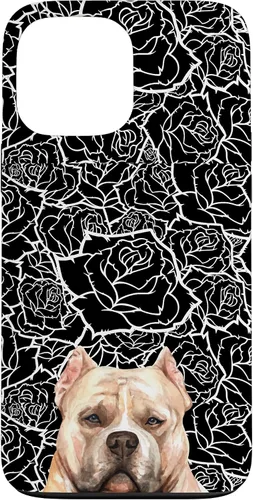 Vista 24 de American Bulldog Bully Dog Rose Flower Black White Pattern Case for iPhone 17