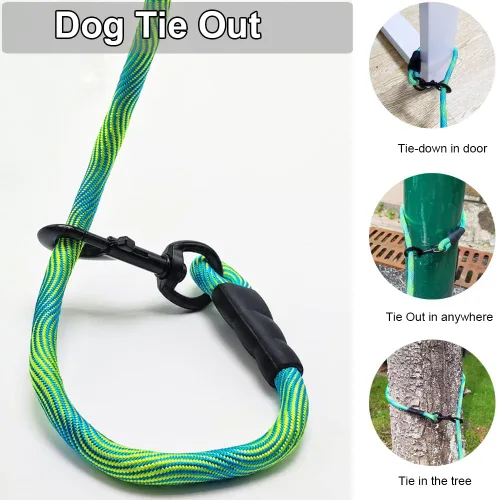 Vista 3 de BTINESFUL Cuerda de amarre para perro de 30 pies + extensión de correa elástica para perro
