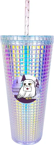Vista 5 de Spoontiques Vaso de diamante festivo, 20 onzas - Vaso texturizado con pajita, aislamiento de doble pared, sin BPA - Una historia de Navidad