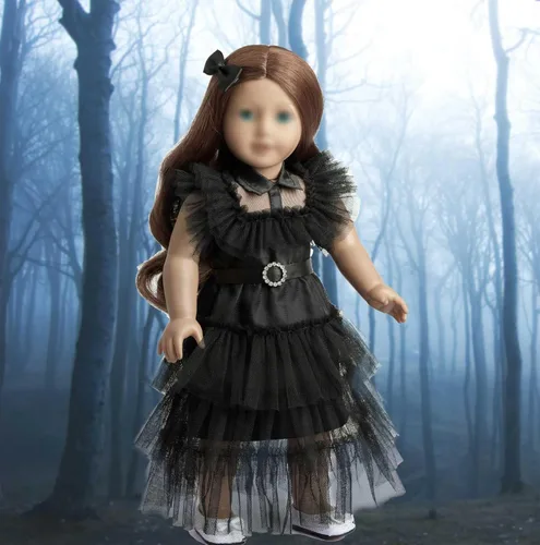 Vista 2 de Ropa de muñeca de 18 pulgadas Vestido de fiesta negro con accesorios de disfraz para muñecas de 18 pulgadas (muñeca NO incluida)