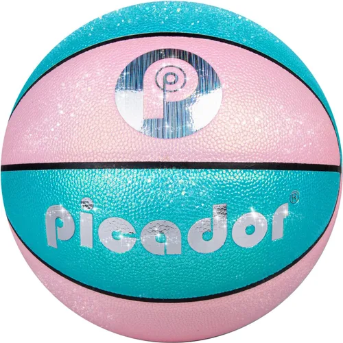 Vista 2 de Picador Glitter Pink Basketball Size 5 6 for Kids 5-7 8-12 Years Old Girls Boys, Indoor Outdoor 27.5 28.5 PU Youth Junior Women Basketballs