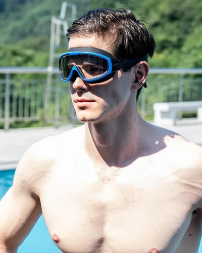 Vista 4 de Gafas de natación, visión amplia, visión clara, gafas de natación para adultos, protección UV antivaho, sin fugas, gafas de piscina