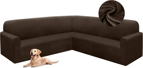 Vista 33 de HDCAXKJ Fundas de sofá seccional de esquina de terciopelo elástico en forma de L, juego de fundas deslizantes suaves y gruesas en forma de U