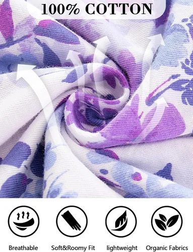 Vista 3 de JRYNOEU Camisones largos de algodón para mujer, vestidos de noche de manga larga, ropa de dormir de longitud completa, camisón suave para descansar