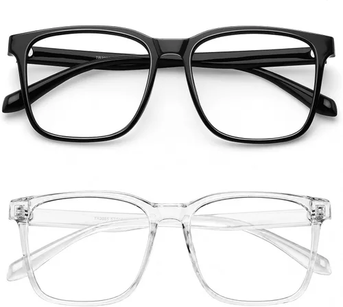 Vista 13 de TEAPLMTT - Lentes de bloqueo de luz azul, anteojos de computadora cuadrados grandes, anti luz azul para mujeres y hombres