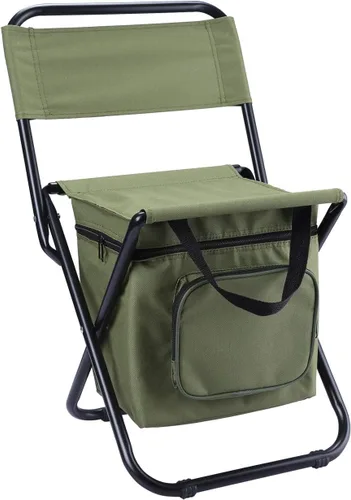 Vista 11 de LEADALLWAY Silla de Pesca con Bolsa Enfriadora Taburete de Pesca Compacto Silla de Camping Plegable
