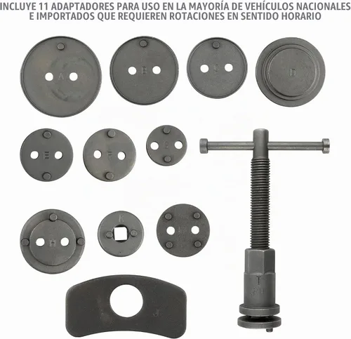 Vista 2 de OEMTOOLS 27111 Juego de herramientas de freno de disco, 11 adaptadores, para la mayoría de las pinzas de pistón nacionales/importadas