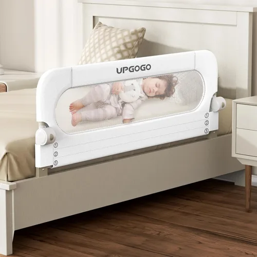 Vista 13 de UPGOGO Barandilla plegable para niños pequeños, gris, 33 pulgadas de largo