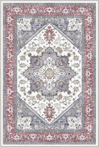 Vista 172 de OPPODREAM Alfombras suaves, pequeñas y lavables con parte trasera antideslizante, alfombra de cachemira sintética de pelo bajo, 2 x 3 pies, azul