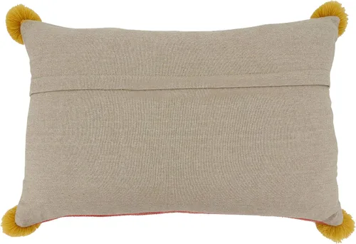 Vista 2 de SARO LIFESTYLE Delphine Collection - Almohada lumbar bordada geométrica con relleno de plumón, 16 x 24 pulgadas, multicolor