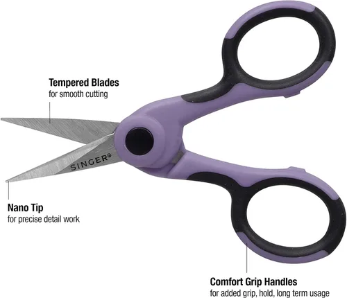 Vista 7 de SINGER ProSeries - Juego de tijeras de tela resistentes de 8.5 pulgadas y 4.5 pulgadas para detalles de manualidades, color morado lila, juego de 2