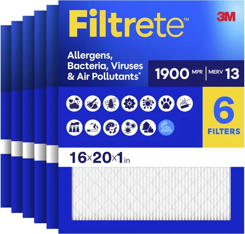Vista 12 de Filtrete - Paquete de 6 filtros plisados para aire acondicionado de 10 x 20 x 1 pulgadas, MERV 13, MPR 1900, filtro premium para alérgenos