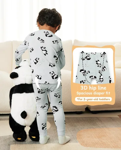 Vista 3 de Bamboo Viscose Baby Boys Girls Pajama Sets 2-8Y Toddler Kids Softness Two Piece Long-Sleeve Snug fit Sleepwear Pjs Panda