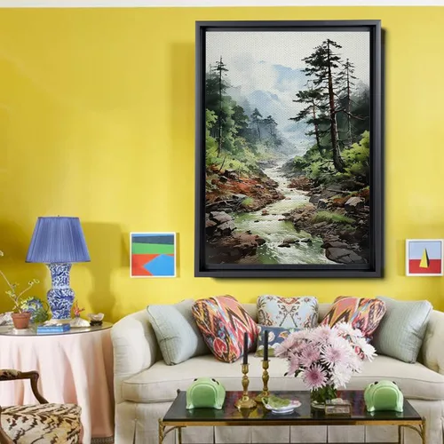 Vista 2 de Forest Pieces Wall Art Prints, Nature Art, Abstract Landscape Nature Art Tree Painting Decor, Woodland Living Room Art, Forest Art Print