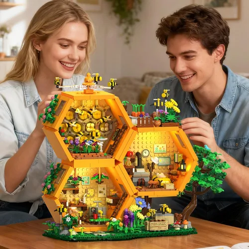 Vista 6 de INSOON Bee House - Juego de construcción con luces para adultos, kit