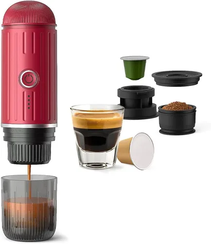 Vista 10 de Cafetera eléctrica portátil de café expreso, cafetera de viaje para camping, cafetera de auto con calentamiento automático con USB-C, con café
