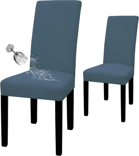 Vista 33 de Easy-Going - Juego de 2 fundas para sillas de comedor 100% impermeables, de tela Jacquard elástica, fundas protectoras removibles y lavables