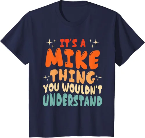 Vista 71 de Camiseta retro de los años 80 con texto en inglés "It's A Mike Thing You Wouldn't Understand", Negro