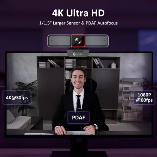 Vista 3 de Angetube Cámara web 4K para PC, cámara web de computadora UHD para Cámara web 4K con sensor grande y USB3.0