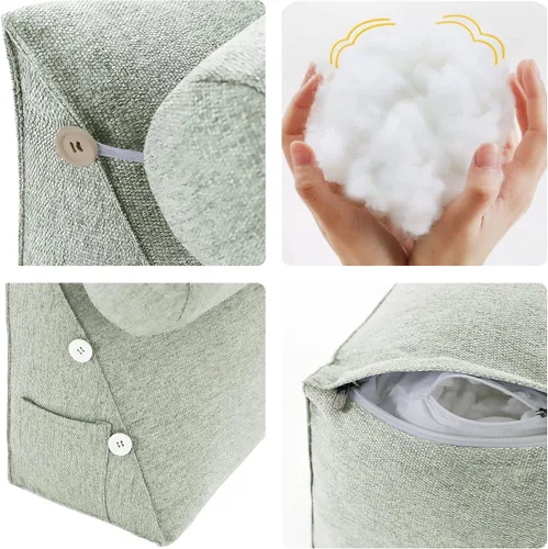 Vista 6 de VERCART Almohada de cuña para cama, cojines de lectura ajustables para dormir, reposo triangular, almohadas de apoyo lumbar para el cuello