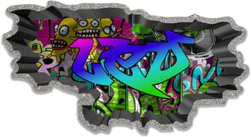 Vista 11 de Calcomanía de pared de graffiti con borde de hormigón profundo, calcomanía de vinilo personalizada (MYS107-S)
