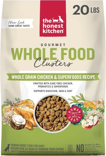 Vista 11 de The Honest Kitchen Whole Food Clusters - Alimento seco para perros con carne de res y avena integrales, bolsa de 1 libra
