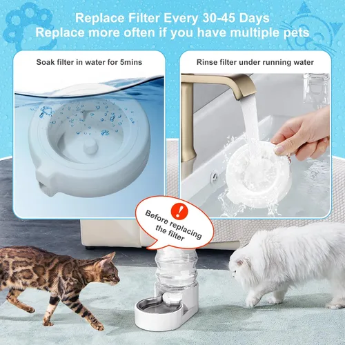Vista 6 de Paquete de 4 filtros de repuesto para dispensador de agua de mascotas por gravedad de 3.6L/4.6L/6L/8L, repuesto de filtro de agua para perros