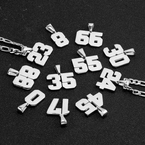 Vista 4 de MIMITLTY Personalized Jersey Number Necklaces for Mens,Athletes Stainless Steel Sport Number Pendant Chain for Boys BaseballBasketballFootball Team