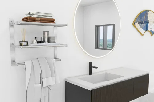 Vista 4 de BETHOM Toallero para baño montado en la pared, toallero de 3 niveles estilo hotel con toalleros, toalleros de níquel cepillado para baño lavabo, 16